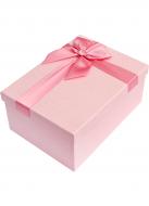 Коробка подарочная прямоугольная с бантом розовая 23х16.5х9.5 см