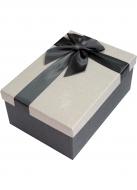 Коробка подарочная прямоугольная с бантом серая 25х18х10.5 см