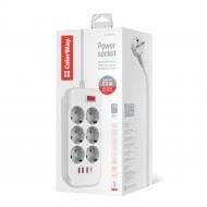 Сетевой фильтр ColorWay 4USB (Type-C PD20W + 3USB QC3.0) (38W) с заземлением 6 гн. white 2 м CW-CHE64PDW
