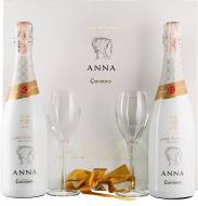 Вино игристое Codorniu Anna Blanc de Blancs Brut 2*0,750 +2 бокалы брют белое 1,5 л