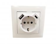 Розетка бытовая + USB + Type C с заземлением Efapel Logus IP20 белый 21137 TBR