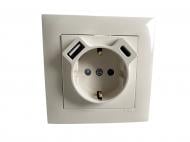 Розетка бытовая + USB + Type C с заземлением Efapel Logus IP20 слоновая кость 21137 TMF