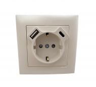 Розетка бытовая + USB + Type C с заземлением Efapel Logus IP20 металлик ледяной 21137 TGE
