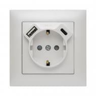 Розетка бытовая + USB + Type C с заземлением Efapel Logus IP20 металлик ледяной 21137 TGE