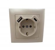 Розетка бытовая + USB + Type C с заземлением Efapel Logus IP20 металлик перламутровый 21137 TPE
