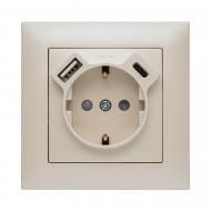 Розетка побутова + USB + Type C із заземленням Efapel Logus IP20 металік перламутровий 21137 TPE