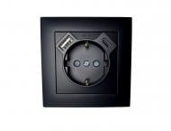 Розетка бытовая + USB + Type C с заземлением Efapel Logus IP20 черный матовый 21137 TPM