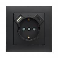 Розетка бытовая + USB + Type C с заземлением Efapel Logus IP20 черный матовый 21137 TPM Розетка бытовая + USB + Type C с заземлением Efapel Logus IP20 черный матовый 21137 TPM