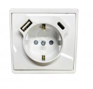 Розетка бытовая + USB + Type C с заземлением Efapel Apolo IP20 белый 50137 TBR