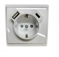 Розетка бытовая + USB + Type C с заземлением Efapel Apolo IP20 слоновая кость 50137 TMF
