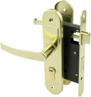 Замок врезной с ручками  1128 PZ 55 мм полированная латунь/