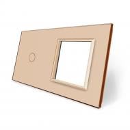 Панель сенсорная Livolo C7 двухместная универсальная золотое стекло C7-C1/SR-13