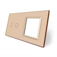 Панель сенсорная Livolo C7 двухместная универсальная золотое стекло C7-C2/SR-13