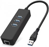 Переходник Dynamode USB 3.0 Type-A - RJ45 Gigabit Lan 3хUSB 3.0 0,19 м черный (USB3.0-Type-A-RJ45-HUB3)