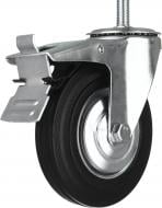 Колесо d160 мм гумове поворотне з гальмом і різьбовим штирем M16