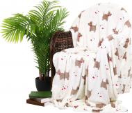 Плед Собаки 160x200 см кремовий із малюнком La Nuit