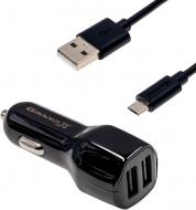 Зарядний пристрій Grand-X 2.1 A 12-24 В 2 USB 5 В/2.1 A + microUSB 1 м Black (CH-26BM)