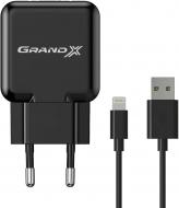 Зарядний пристрій Grand-X 1 USB 2,1A Black (CH03LTB)