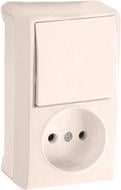 Розетка + выключатель без заземления Viko Vera без шторок кремовый