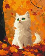 Картина по номерам Кошка в опавших листьях 40x50 см Brushme Картина по номерам Кошка в опавших листьях 40x50 см Brushme