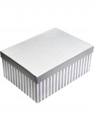 Коробка подарочная прямоугольная серая полоса 21х15х8 см