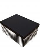Коробка подарочная прямоугольная черная полоса 21х15х8 см