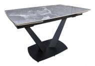 Стол обеденный Prestol Саймон 1200(1800)x800x750мм серый глянец/черный