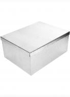 Коробка подарочная прямоугольная блеск серебро 29х22х12 см