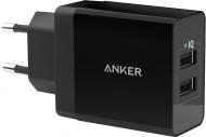 Сетевое зарядное устройство Anker PowerPort2 24W/4.8A+Micro USB cable V3 (Black)