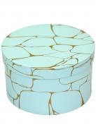 Коробка подарочная круглая мрамор голубой 31,5х16,8см