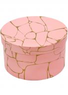 Коробка подарочная круглая мрамор розовый 27,5х14,7см