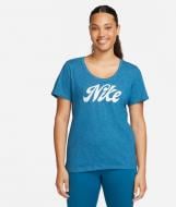 Футболка Nike W NK DF TEE NIKE SCRIPT FD2986-457 р.L голубой