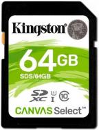 Карта памяти Kingston microSDXC 64 ГБ UHS Speed Class 1 (U1)Class 10 (SDS/64GB)