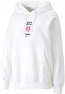 Джемпер Puma DOWNTOWN OVERSIZED GRAPHIC HOODIE TR 53836302 р.XL белый