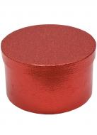 Коробка подарочная круглая блеск красный 22,5х12,8см