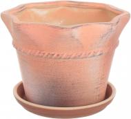 Горшок Viet Thanh Ceramic с блюдцем мешочек 26х18 см VT.9811-1 фигурный коричневый