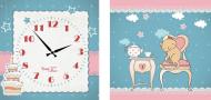 Часы настенные детские на холсте В гостях 28x28 см 06-104
