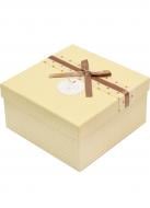 Коробка подарочная квадратная клетка бежевая 19,5х19,5х9,5 см