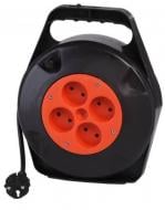 Удлинитель садовый Леміра без заземления 4 гн. черный с красным 15 м У16-02 2х0,75