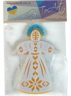 Декоративное изделие GoToArt из фетра Мотанка 10x7,5 см белый/желтый