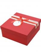 Коробка подарочная кв. клеточка красная 17,5х17,5х8 см