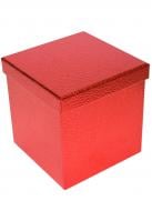 Коробка подарочная квадратная блеск красный 22.5х22.5 см