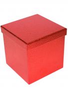 Коробка подарочная квадратная блеск красный 16.5х16.5 см