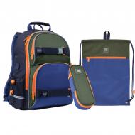 Рюкзак шкільний KITE (пенал + сумка) WK 702 синьо-зелений 48286