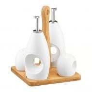 Набір для солі, перцю та соусу Ambition NATURAL на підставці 44014