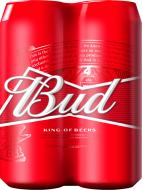 Пиво Bud светлое фильтрованное ж/б 4 шт. 4,8% 2 л