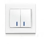 Выключатель двухклавишный Erste Theme с подсветкой белый 9209-02N,W