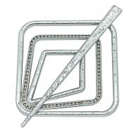 Заколка Квадрат Элит 85х85 мм мокрое серебро В0021-2а MISLT