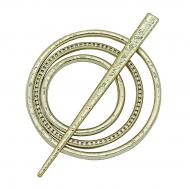 Заколка Круг 2 Элит d90 мм мокрое золото В0024-1а MISLT