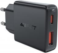 Зарядное устройство Acefast 2xUSB 30W (USB-C+USB-A) Gan A69 ultra-thin Fast Charger Black